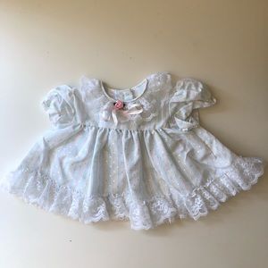 Vintage 1970s Cutest One Polk Lace Baby Dress